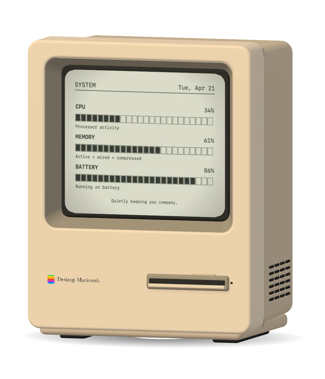 Native SceneKit preview: System with fixture readings.