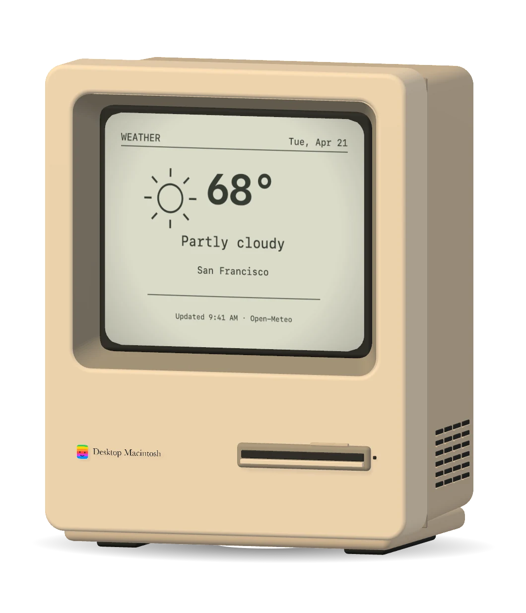 Native SceneKit preview: Weather with labeled fixture data.