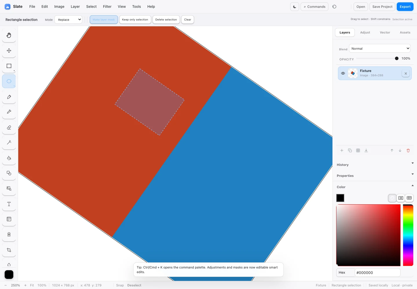 Actual browser capture showing a rotated selection.